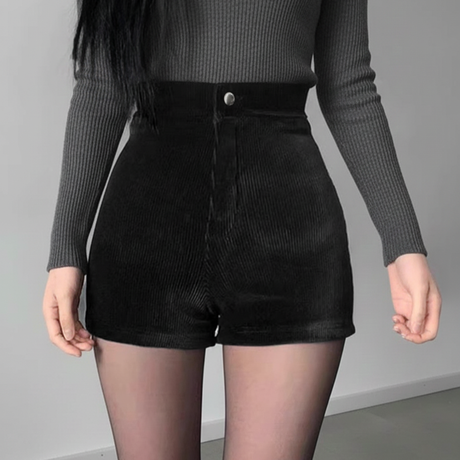 レディース コーデュロイ ハイウエスト ショートパンツ