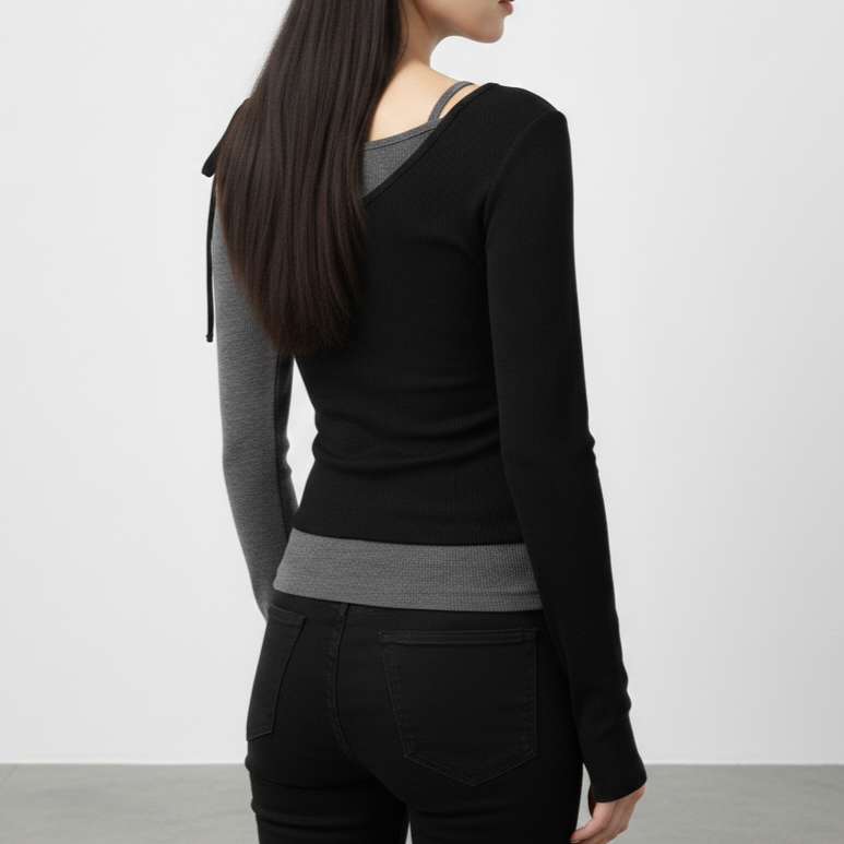 レディース レイヤード 長袖Tシャツ