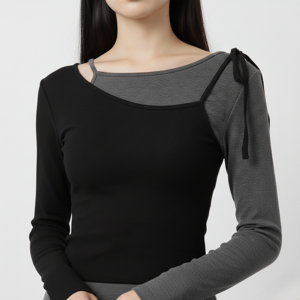 レディース レイヤード 長袖Tシャツ